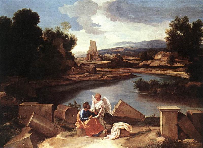 Nicolas Poussin Landscape with St Matthew and the Angel Spain oil painting art
